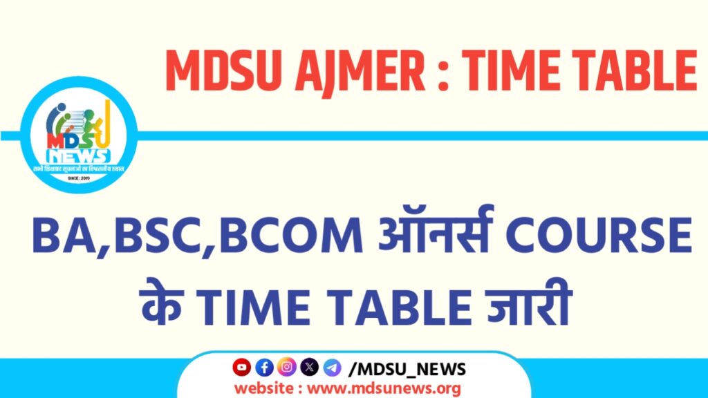 27 फरवरी 2025 : BA , BSC, BCOM ऑनर्स के टाइम टेबल जारी